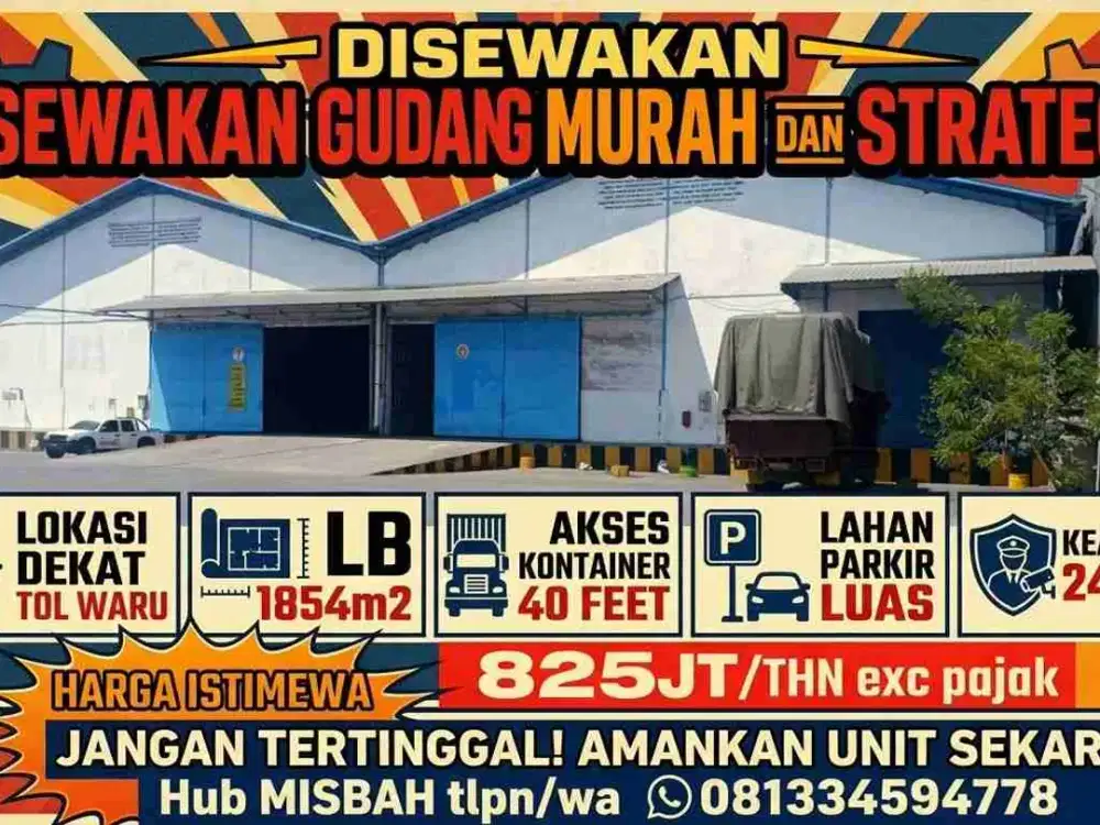 gudang sewa MURAH BAGUS ISTIMEWA dekat tol waru