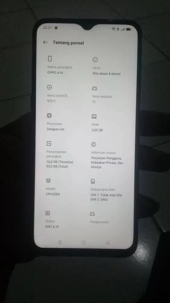 Oppo A16 3/32GB Second Mulus Nominus Baterai Awet 5000mAh - Warung Jam