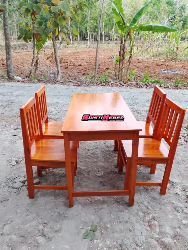 Meja kursi makan minimalis kayu mahoni