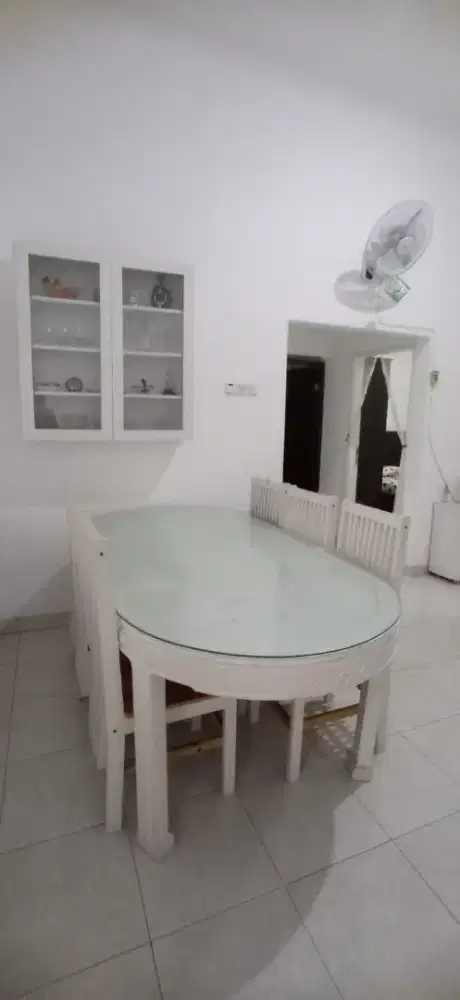 Meja Makan Oval Jati 6 Kursi