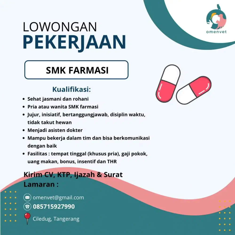 Dibutuhkan lulusan SMK Farmasi