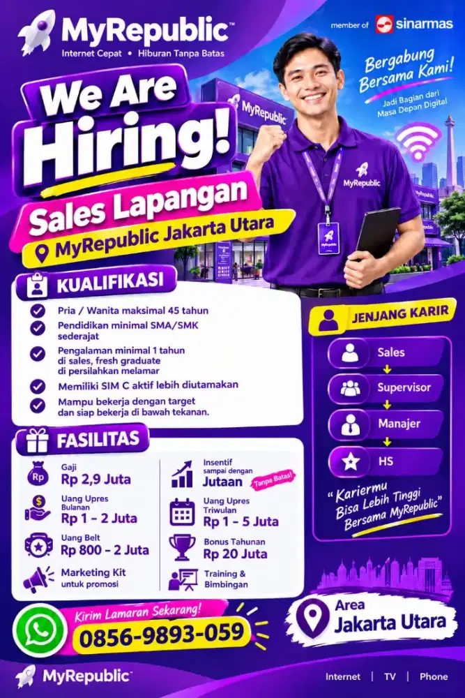 Lowongan kerja SPG/SPB/SALES Internet WiFi My Republic
