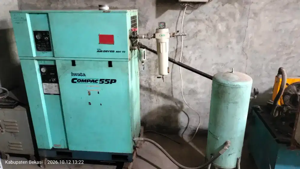Mesin kompresor merk Iwata jepang plus dryer