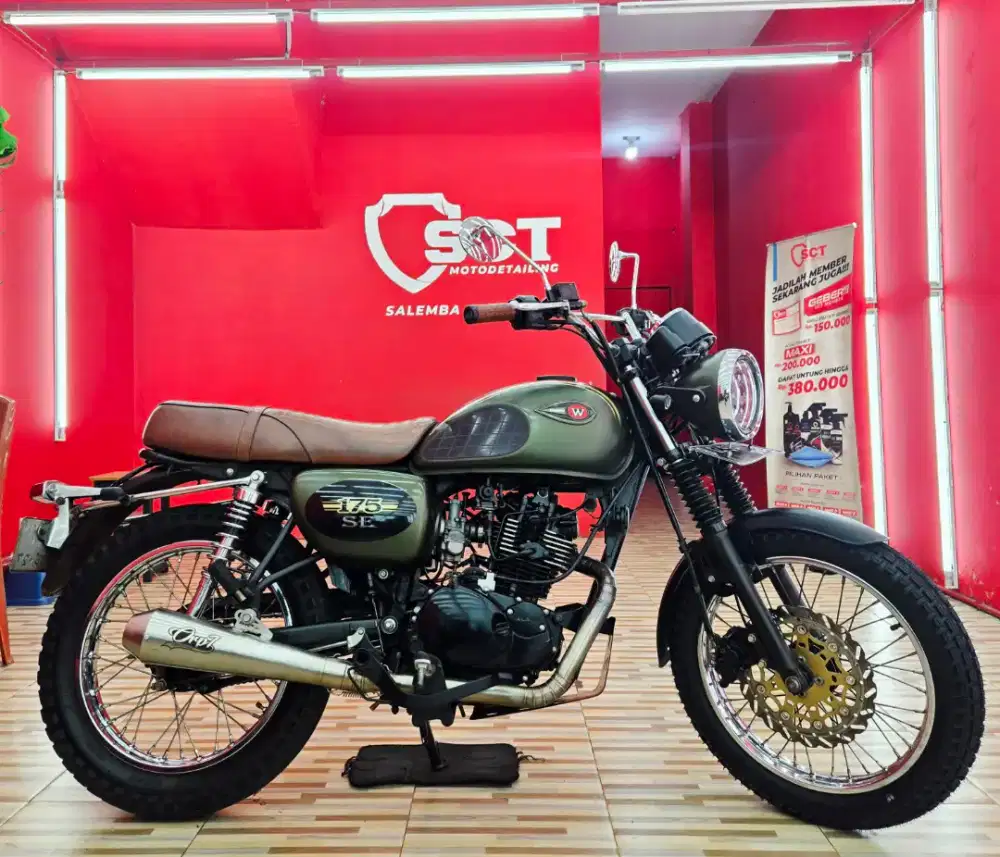 JualCpt90%LikeNew Modif 5Jt PjkAug27 KAWASAKI W175 2022 SE HIJAU ARMY