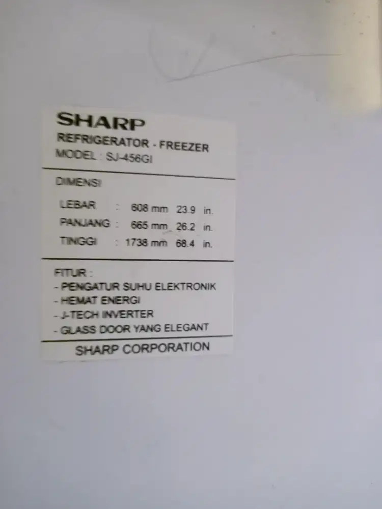 Kulkas sharp 2 pintu