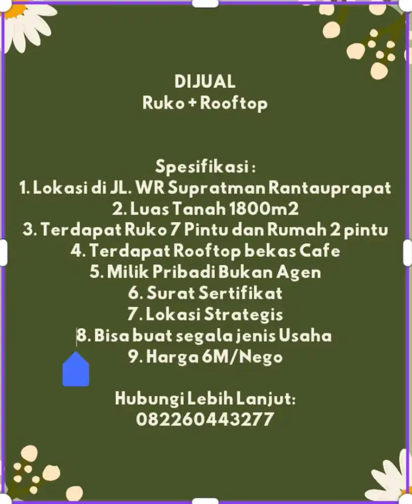Dijual Cepat Ruko 7 Pintu dan Rumah