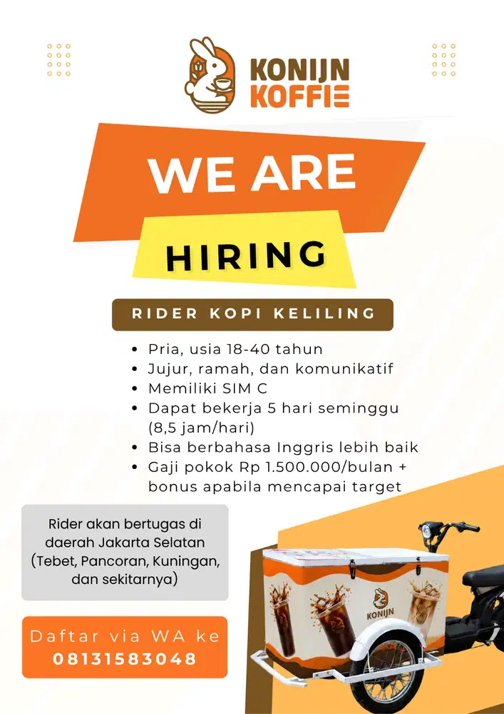 LOWONGAN KERJA RIDER KOPI KELILING MEREK KOPI KEKINIAN