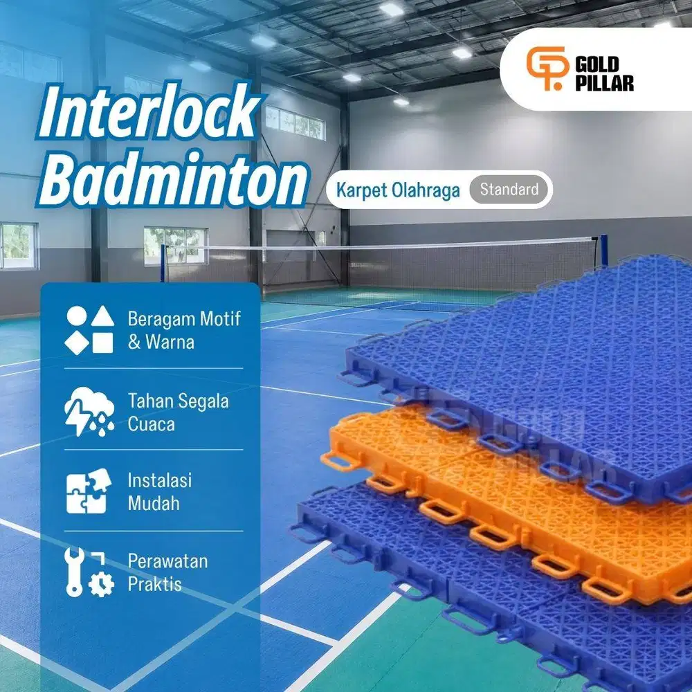 Lantai Interlock Lapangan Badminton - Karpet Olahraga Badminton