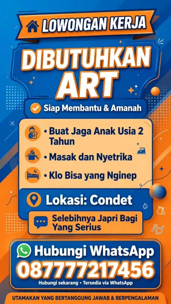 Cari ART yang seriius mau kerja