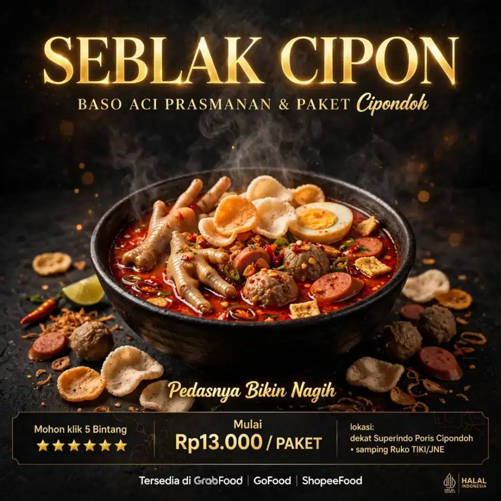 CREW SEBLAK CIPON BASO ACI CIPONDOH GRABFOOD GOFOOD SHOPEEFOOD