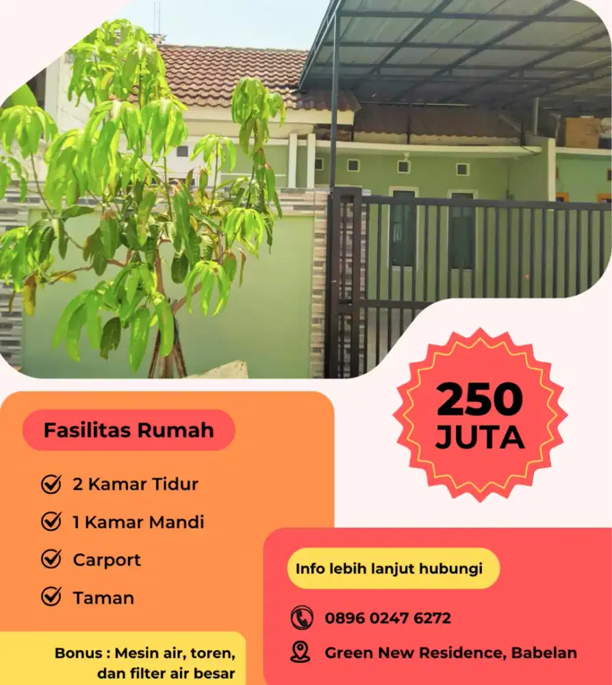 Jual Rumah di Babelan Siap Huni, Lingkungan Aman dan Nyaman