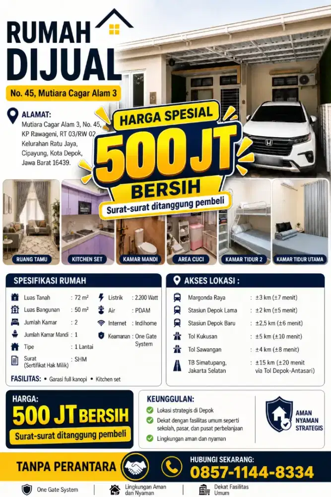 Cuma 5 Menit ke Stasiun Depok Lama! Rumah Strategis di Cagar Alam.