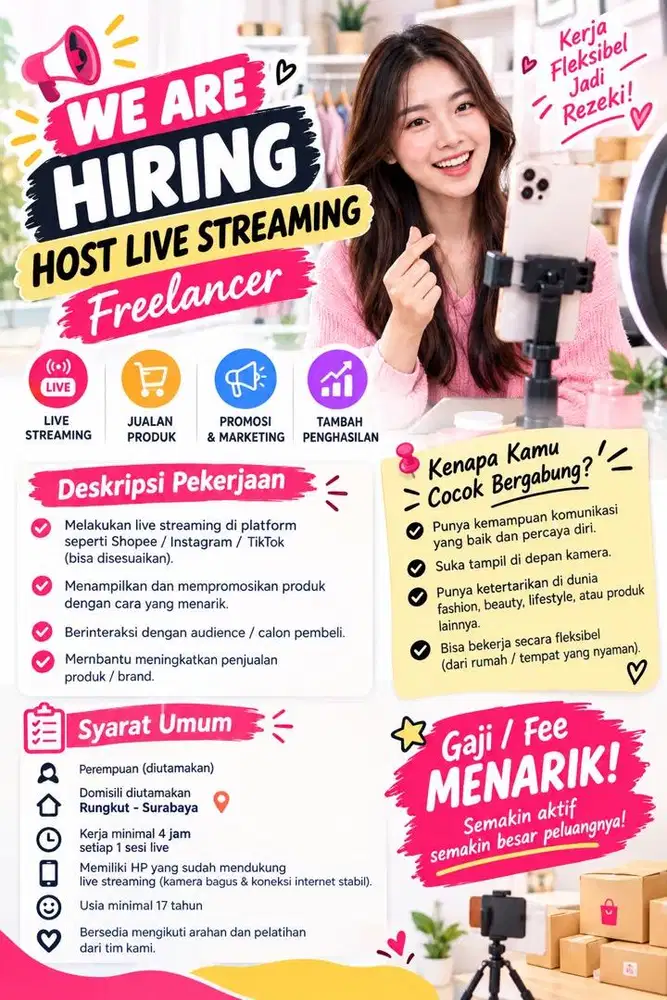 Dicari Freelance Host Live Streaming