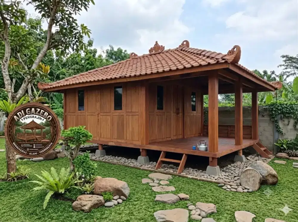 Menjual Gazebo 4x6, spek bahan kayu mahoni solid