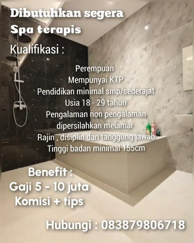 Loker terapis wanita untuk di SPA