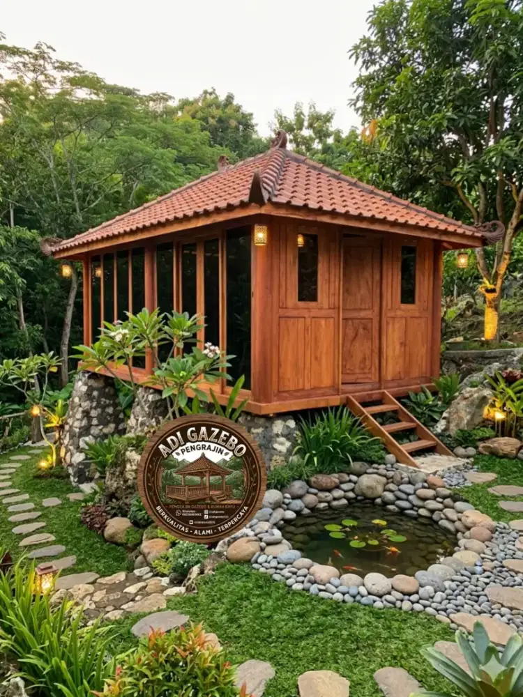 Menjual Gazebo 3x5 spek bahan kayu mahoni solid