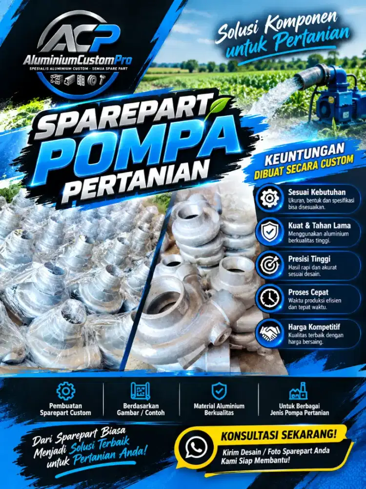Sparepart Pompa Pertanian Aluminium Custom – Terima Pesanan Khusus