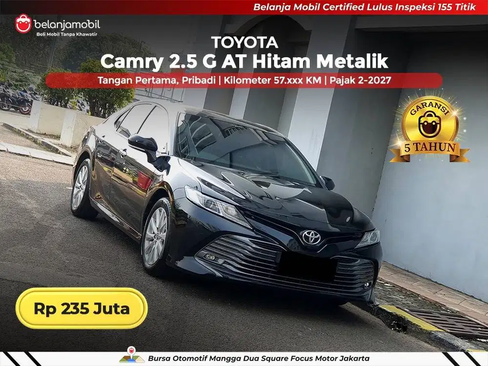 [ GARANSI 5THN ] Toyota Camry 2.5 G AT Hitam 2019/2020/2021