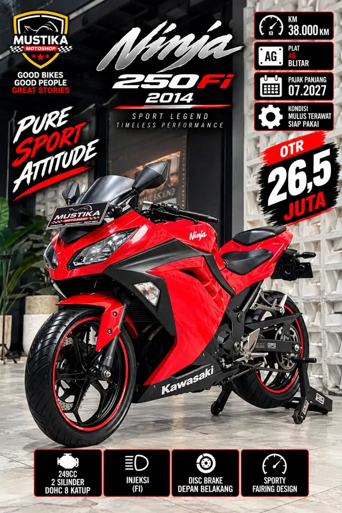 Obral‼️Ninja 250 FI 2014. Mulus Terawat. DANNY Mustika Sulfat