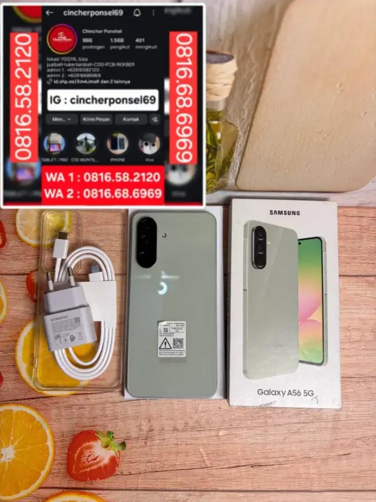 Jual hp LIKENEW SAMSUNG A56 5g ram 8gb istimewa grs RESMI free adaptor