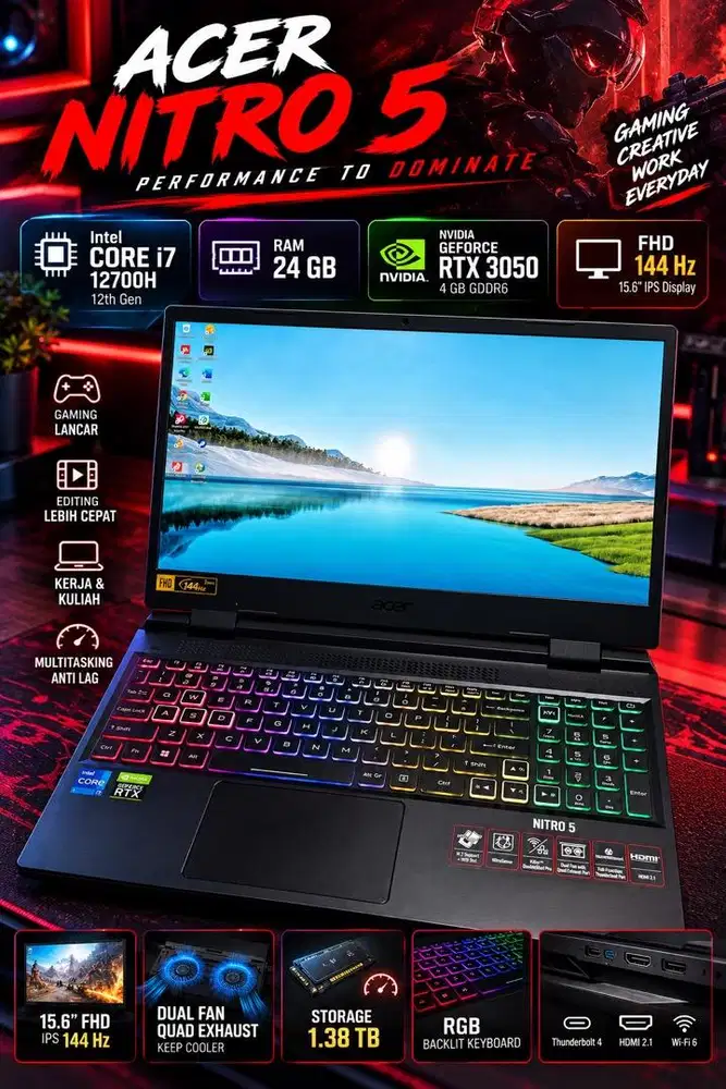 Laptop Acer Nitro AN515-58 laptop gaming/editing