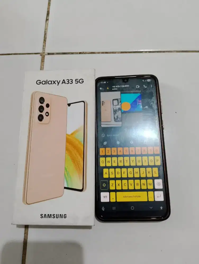 Jual hp samsung A33 5G lengkap casan,dan casing,dus