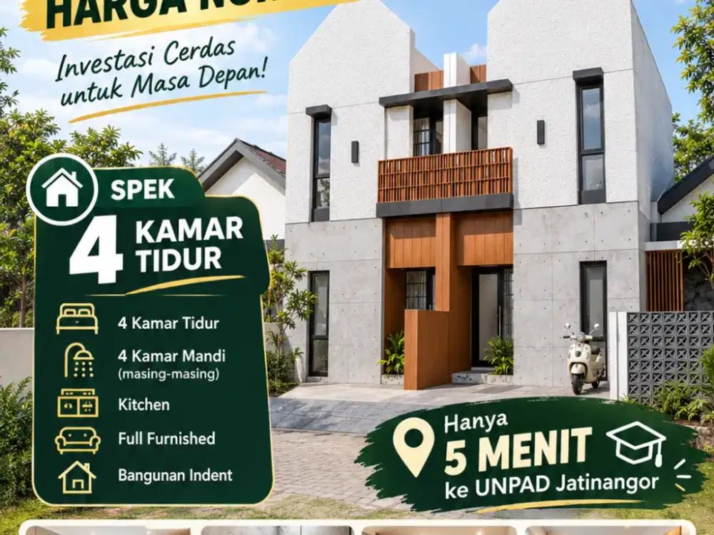 Harga Normal Rp880 Juta! Kost 4 Kamar Dekat UNPAD Jatinangor