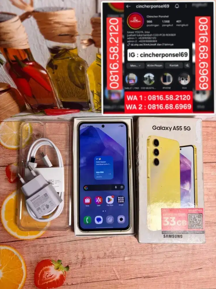 Jual hp samsung A55 5G 8/256 istimewa free ADAPTOR n case