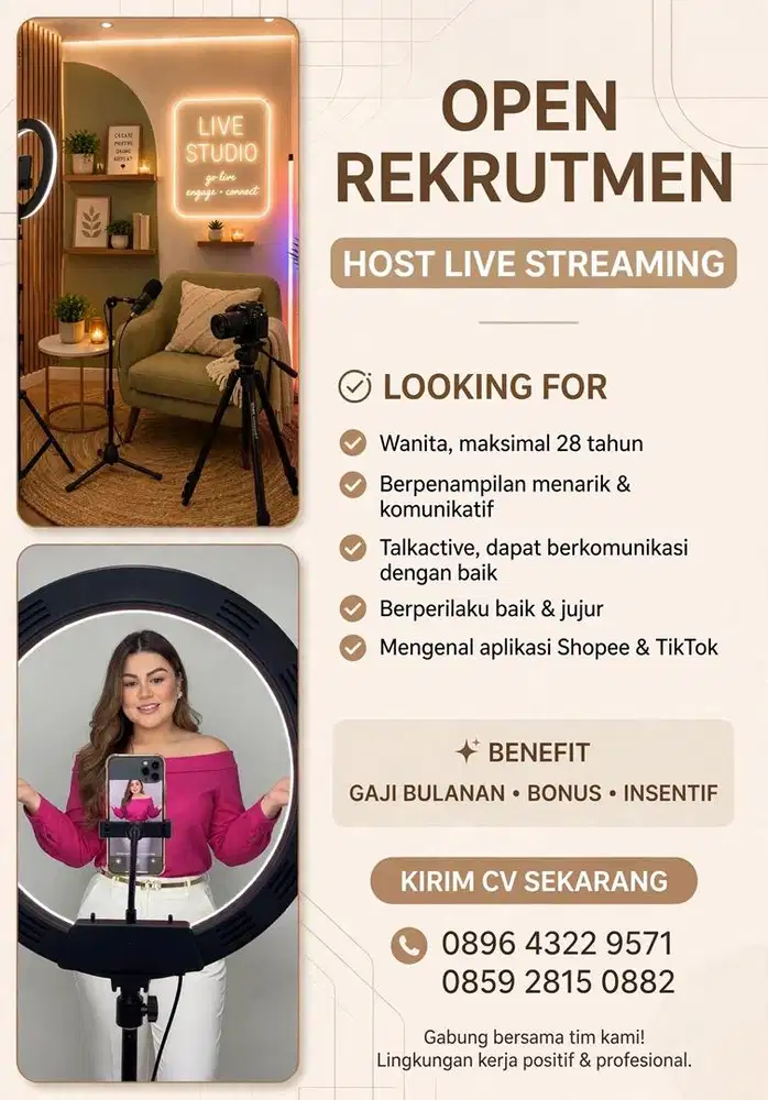 LOWONGAN HOST LIVE STREAMING