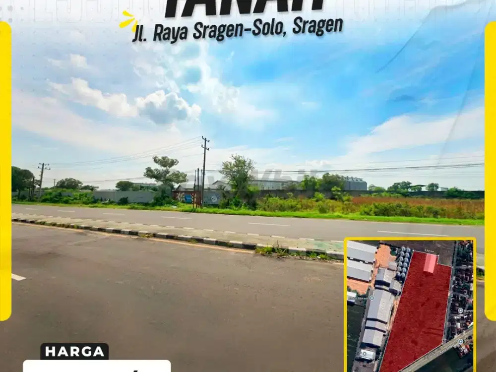 Dijual Tanah Zona Industri, di Jl. Raya Solo-Sragen, Sragen