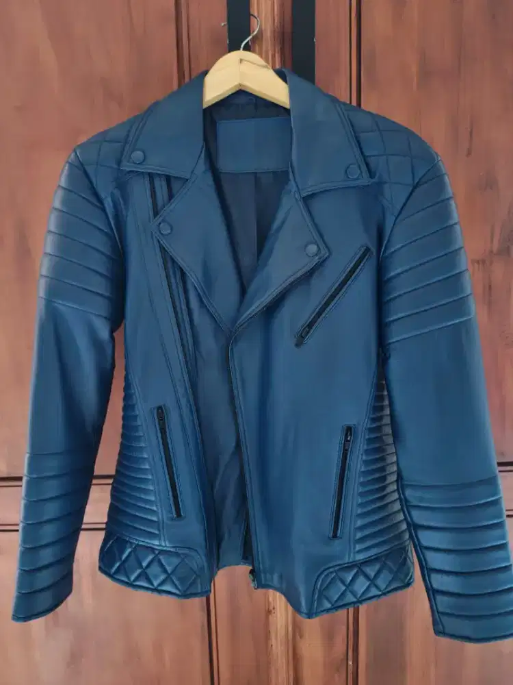 Jaket kulit navy ramones