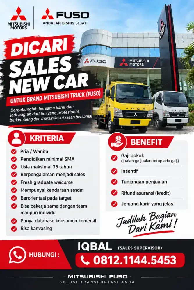 urgent!! butuh sebanyak banyak nya sales fuso