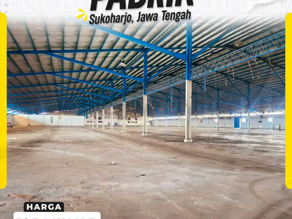 Dijual Pabrik Baru di Sukoharjo,  Jawa Tengah