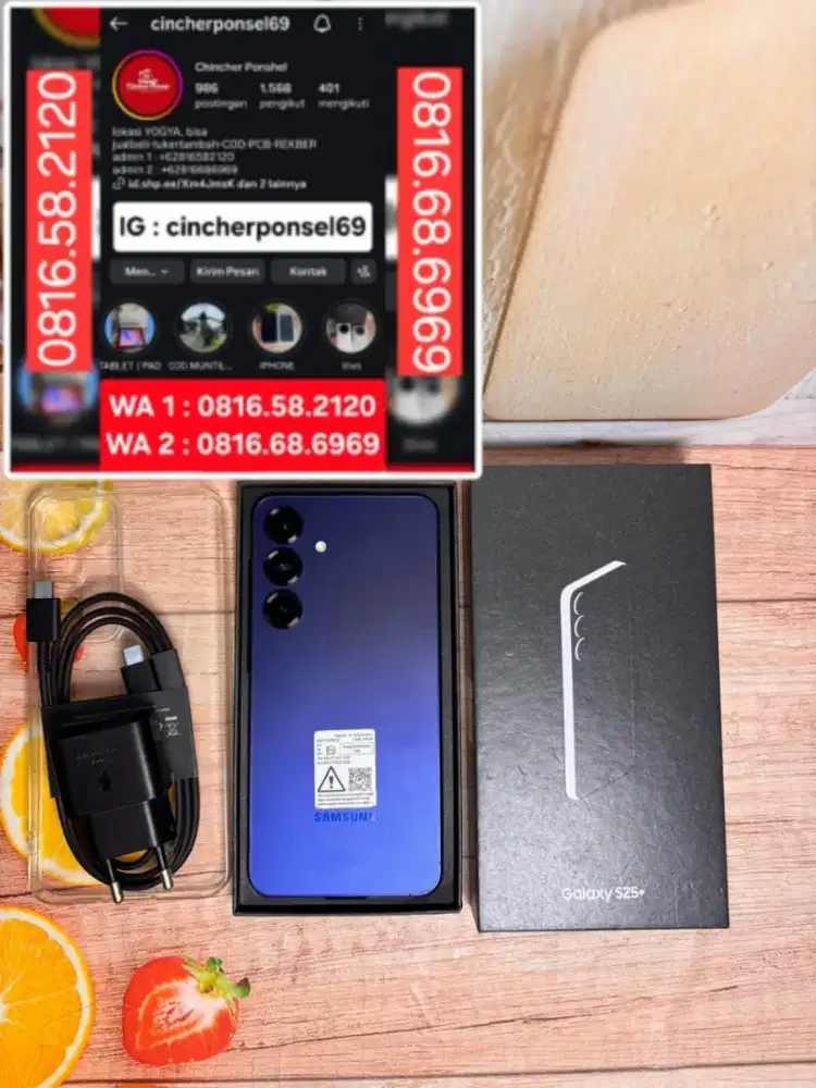 Jual hp LIKENEW SAMSUNG S25 PLUS 12/256 grns RESMI FREE adaptor n case