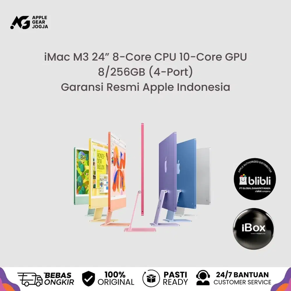 (iBox) iMac M3 24 Inch 8/256GB 8-Core CPU 10-Core GPU Resmi Indonesia