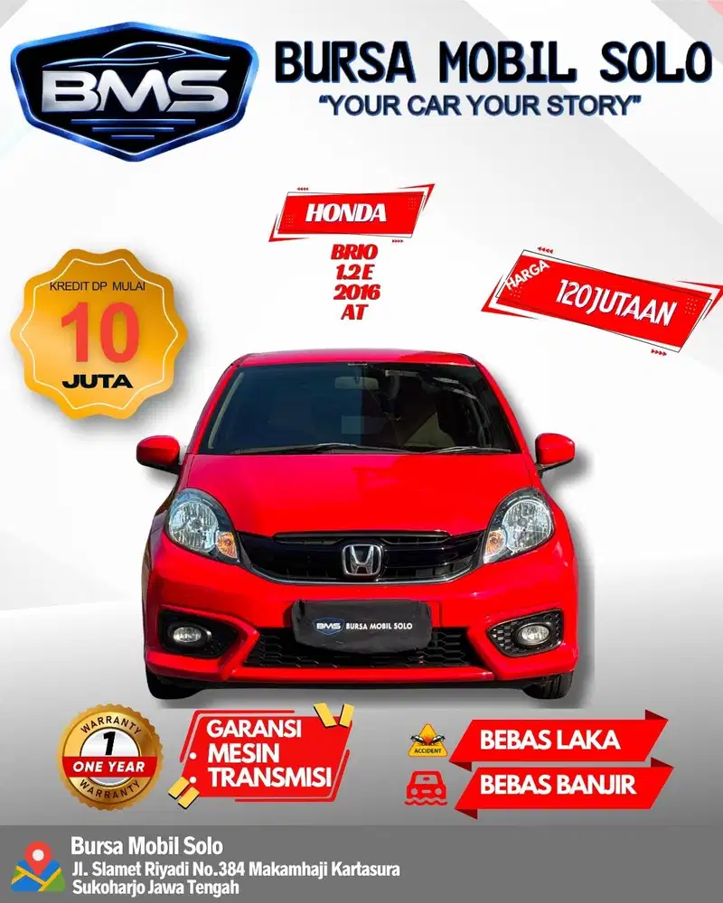 HONDA BRIO 1.2 E 2016 MATIC TOP KONDISI DP RINGAN