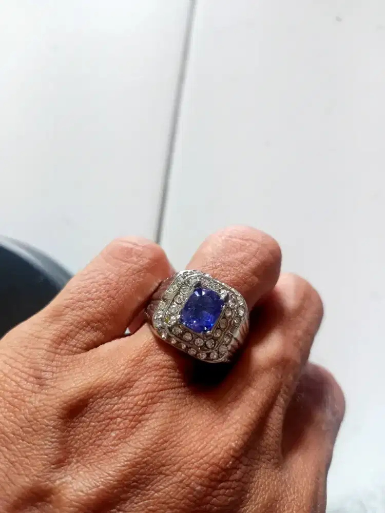 Batu Cincin Akik Permata Natural Blue Sapphire Cakep