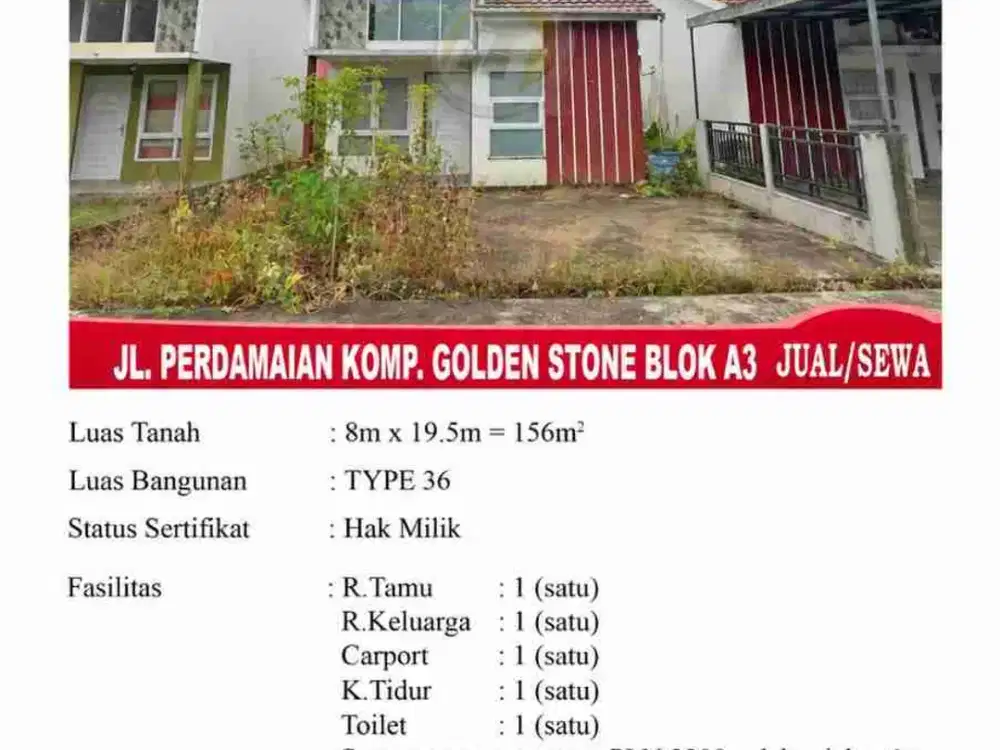 Rumah type 36, jual & sewa