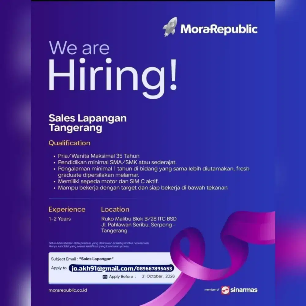 Lowongan kerja sales marketing