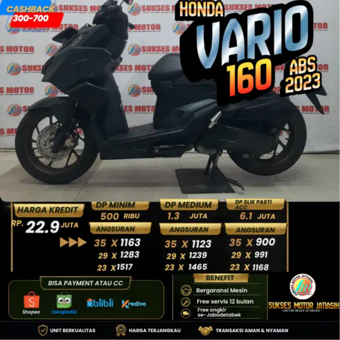 HONDA VARIO 160 ABS 2023 PLAT DEPOK PAJAK PANJANG BISA CASH DAN KREDIT
