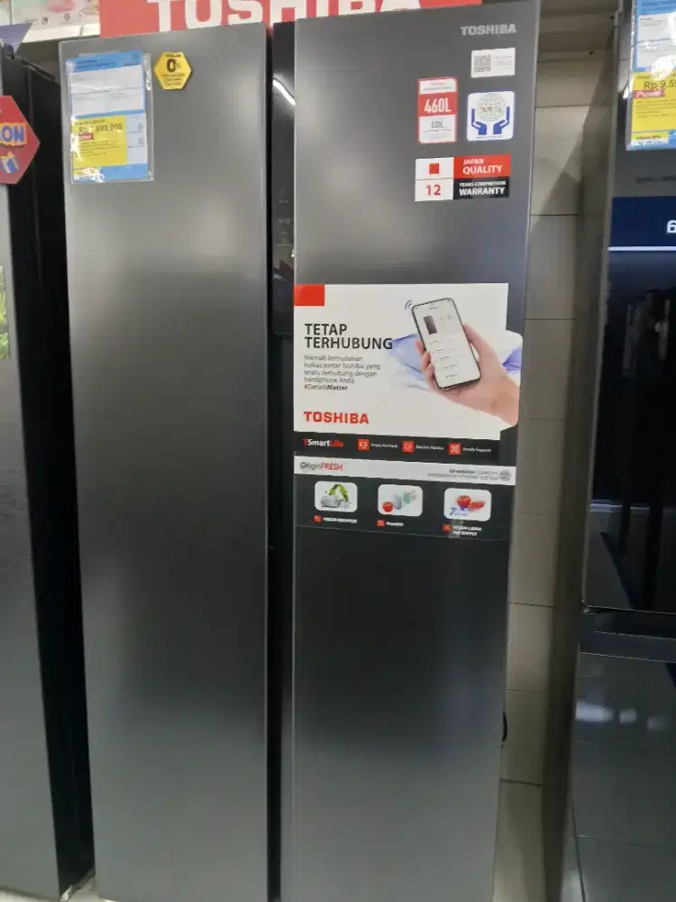 KULKAS TOSHIBA RS600WI-PMF (60) 460L INVERTER 145 WATT