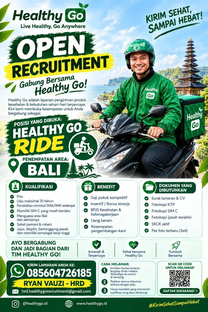 Lowongan Kerja Kurir Motor Healthy Go Area Bali