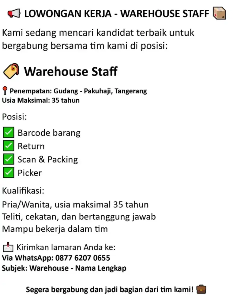 LOKER URGENT - PAKUHAJI