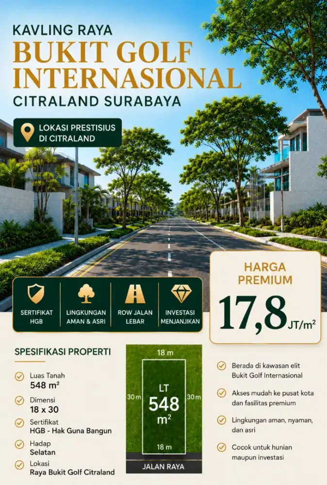 JUAL TANAH EXCLUSIVE RAYA BUKIT GOLF INTERNASIONAL (BGI) CITRALAND