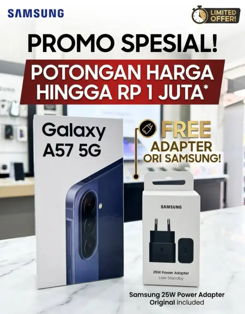 PROROMO CASH BACK SAMSUNG GALAXY A57 5G FREE ADAPTER ORI SAMSUNG
