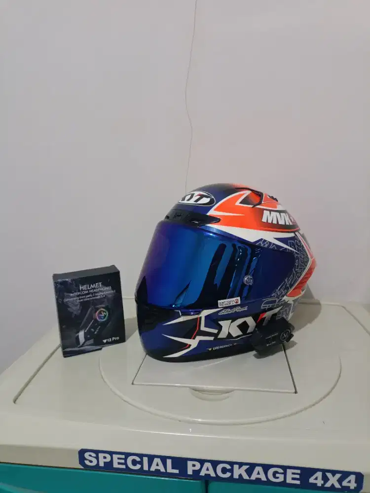Helm kyt nx race + intercom. Size L. Helm fullface balap