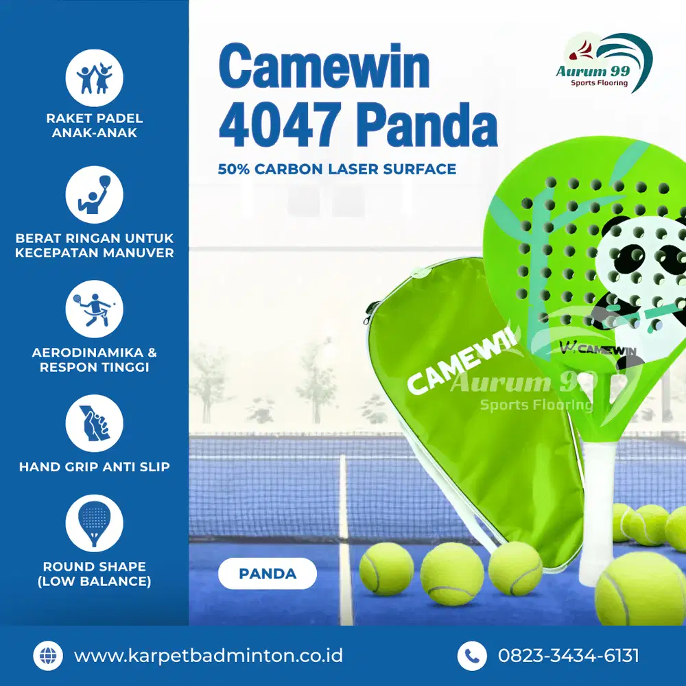 Camewin 4047 Padel Racket - Raket Padel Anak | Racket Paddle (Panda)