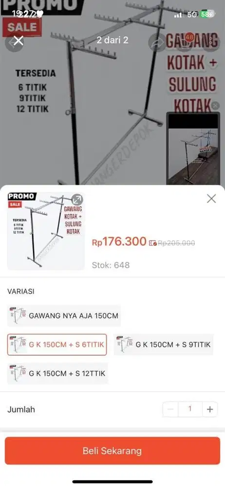 Stand pakaian stainlis