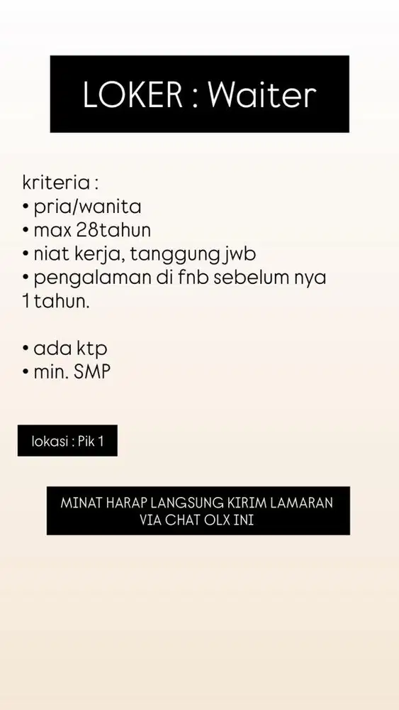 WAITER resto PIK 1