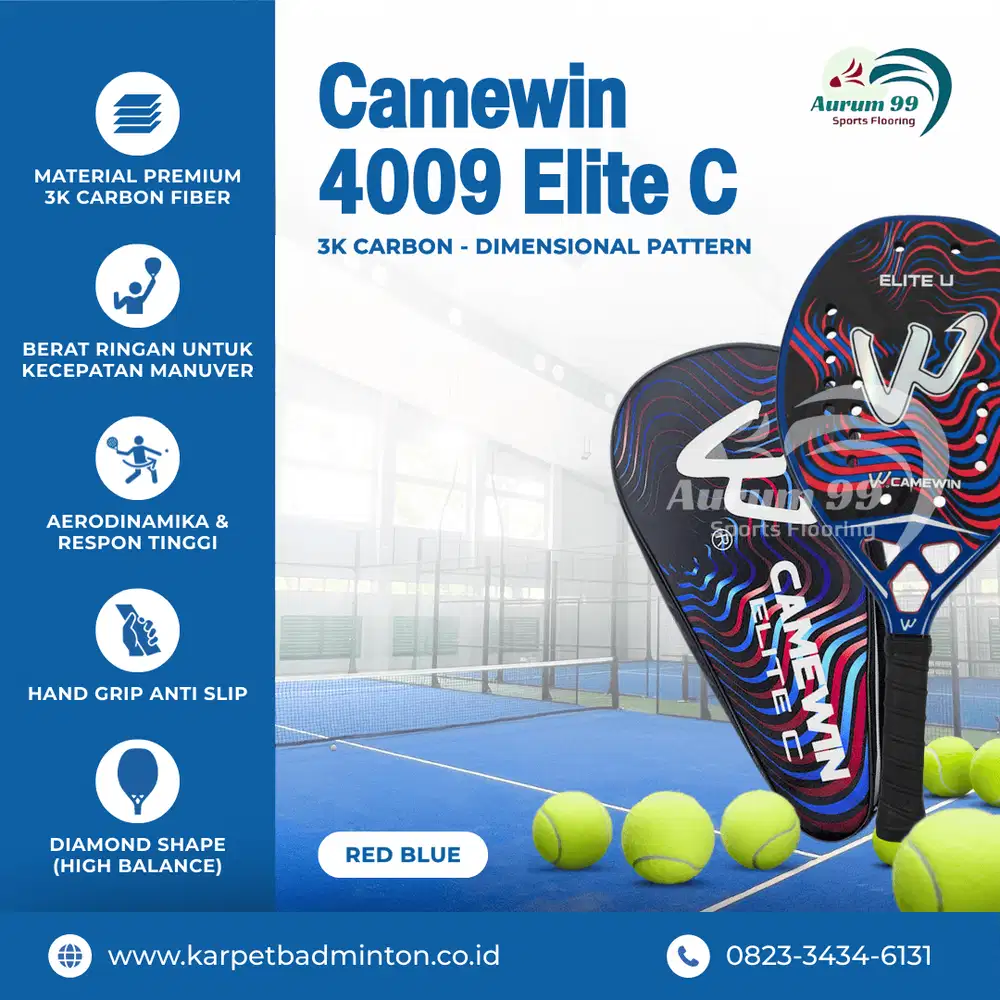 Raket Tenis Pantai Camewin 3K Full Carbon Fiber - Raket Beach Padel